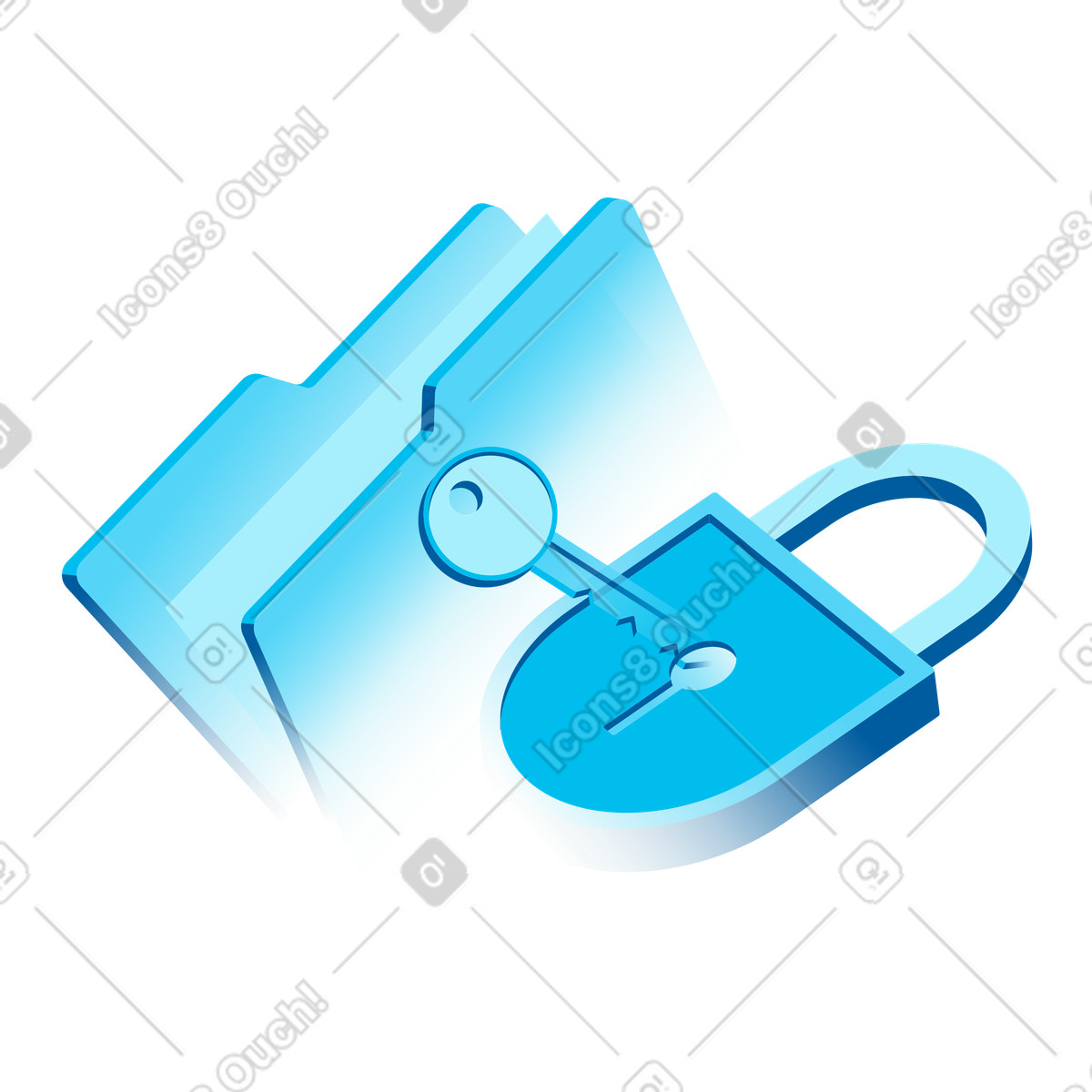 Data security, locking a folder illustration in Icy style download in PNG, SVG