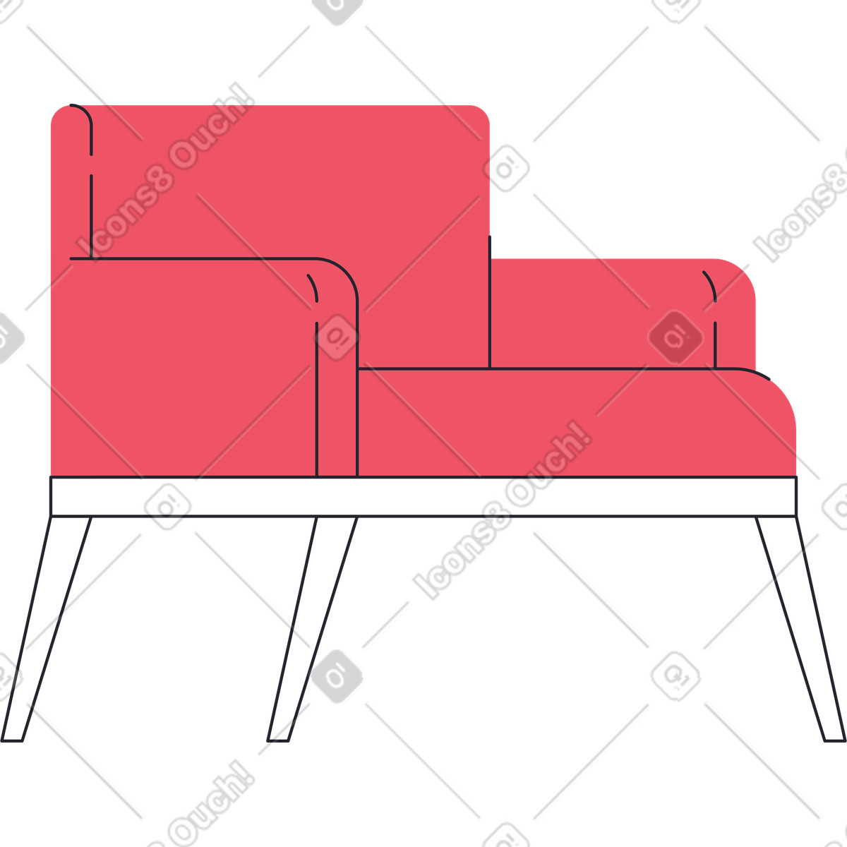 Ilustración Silla cómoda roja en estilo Boba a descargar en PNG y SVG