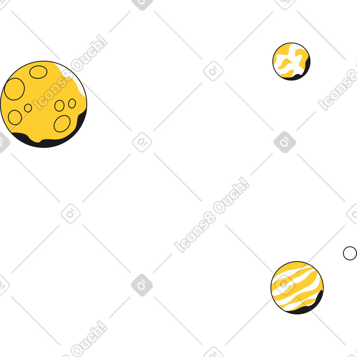 Pianeti illustrazione animata in stile Taxi scaricabile in GIF, Lottie (JSON), AE