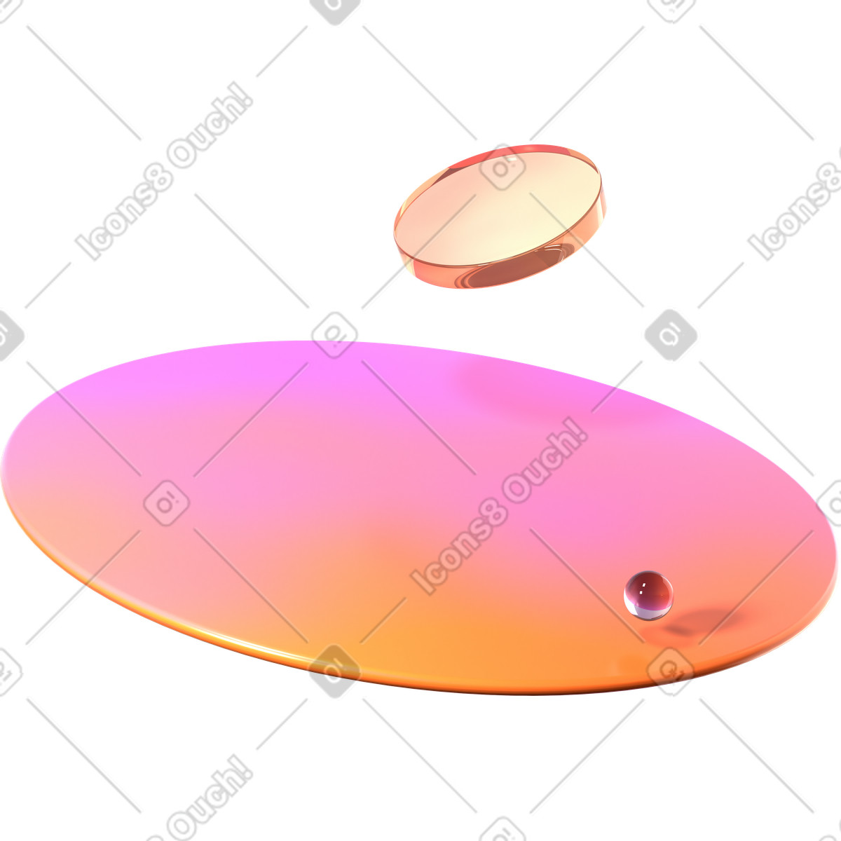Gradient disk, lens and glass sphere illustration in PNG, SVG