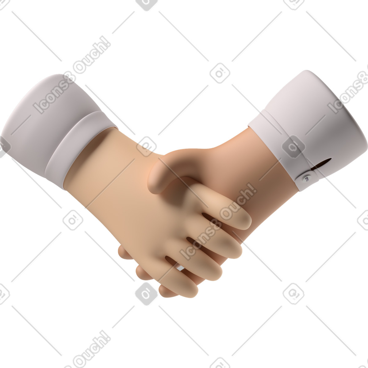 Stretta di mano pelle pallida e mani abbronzata illustrazione in stile 3D Hands Fun&Wild scarica in PNG, SVG