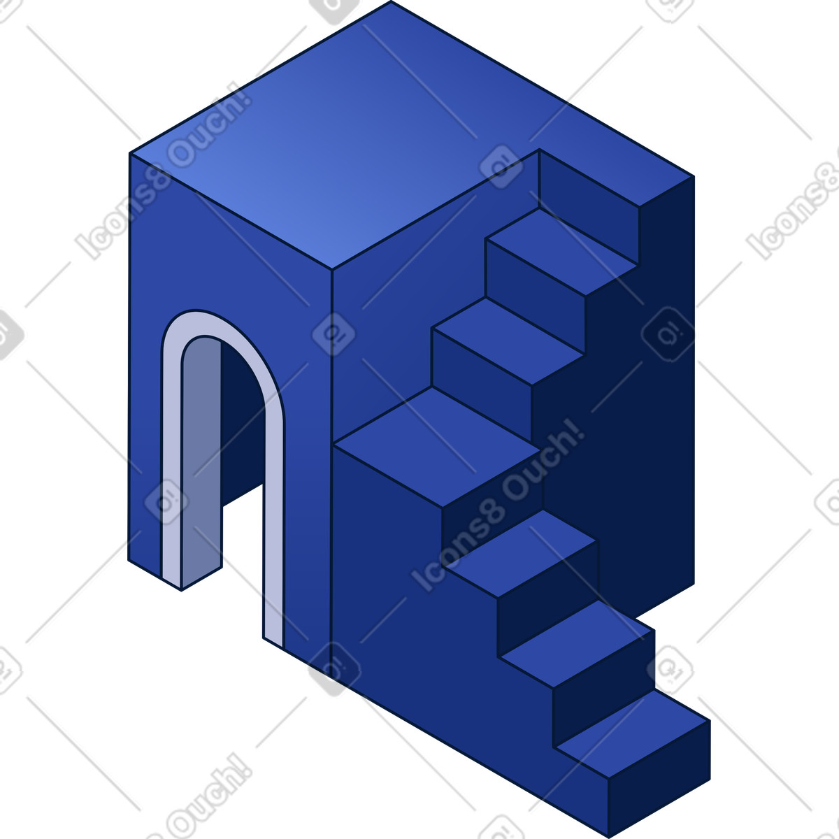 Block with stairs and entrance illustration in Neat style download in PNG, SVG