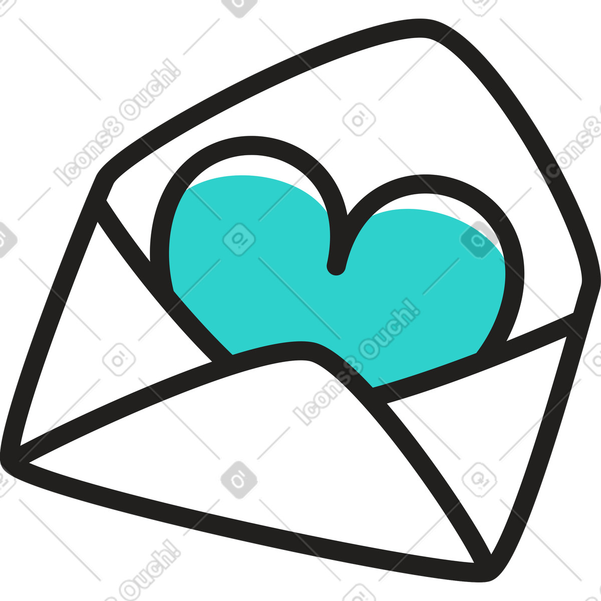 Brief mit herz-Illustration im Little-Stil als Download in PNG, SVG