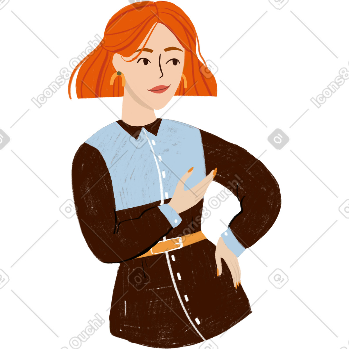 Ilustração de Girl thinking with a hand on her hip em no estilo Lumiere para baixar em PNG, SVG