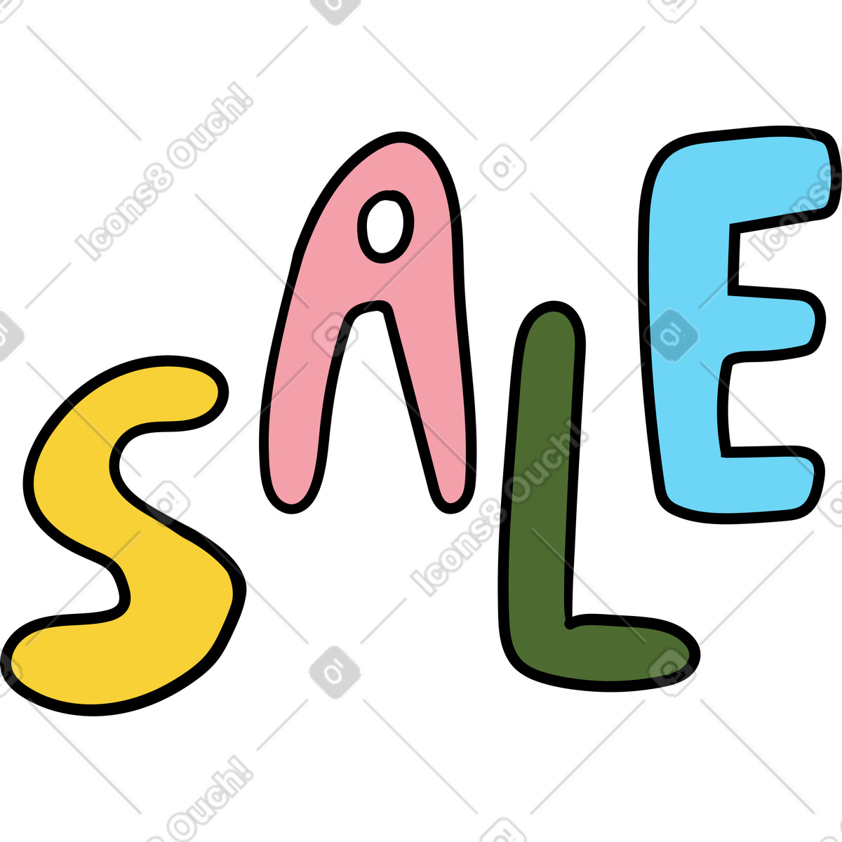 Ilustración Sale lettering en estilo Wiggle a descargar en PNG y SVG