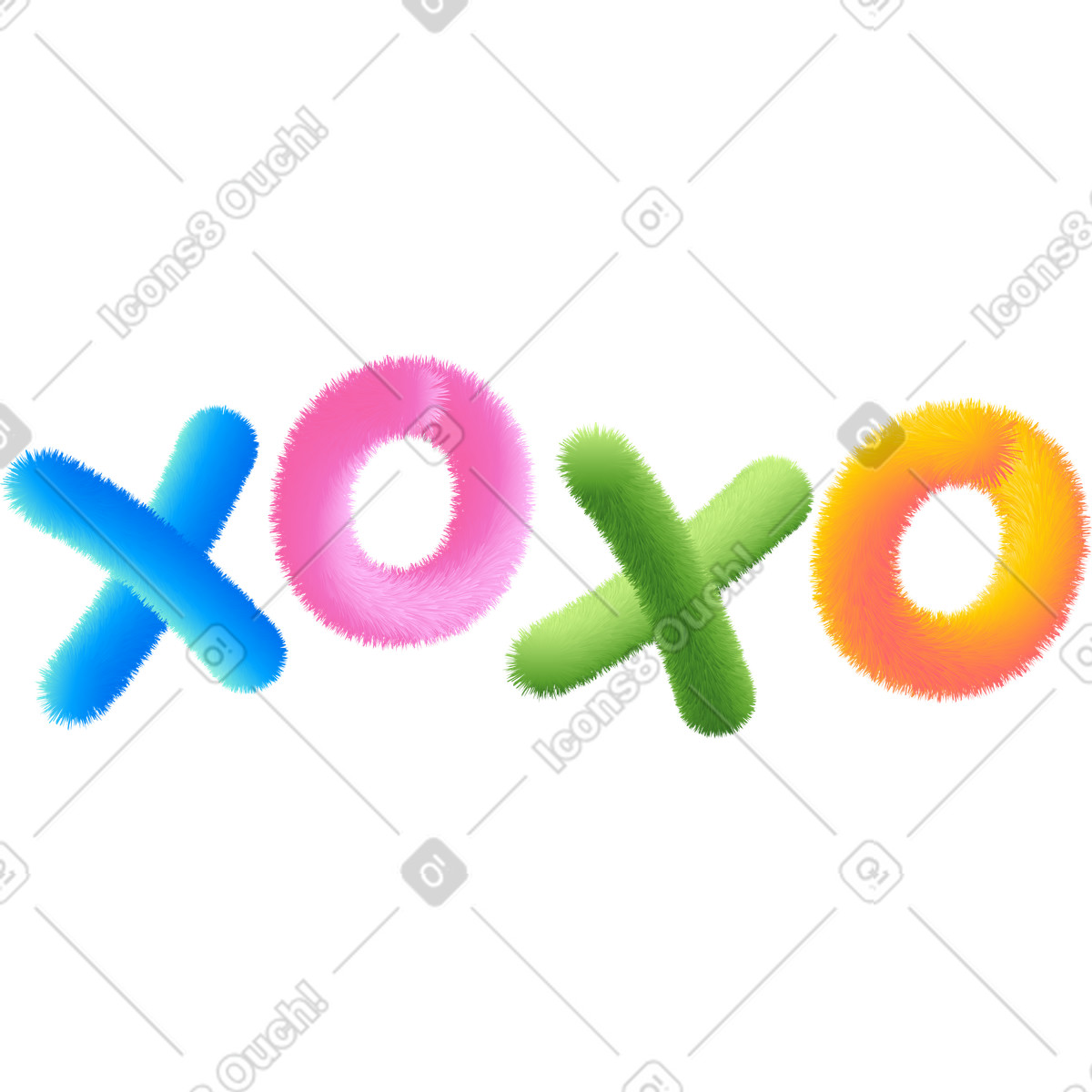 Lettering xoxo in multicolored style text-Illustration im Puffy-Stil als Download PNG, SVG
