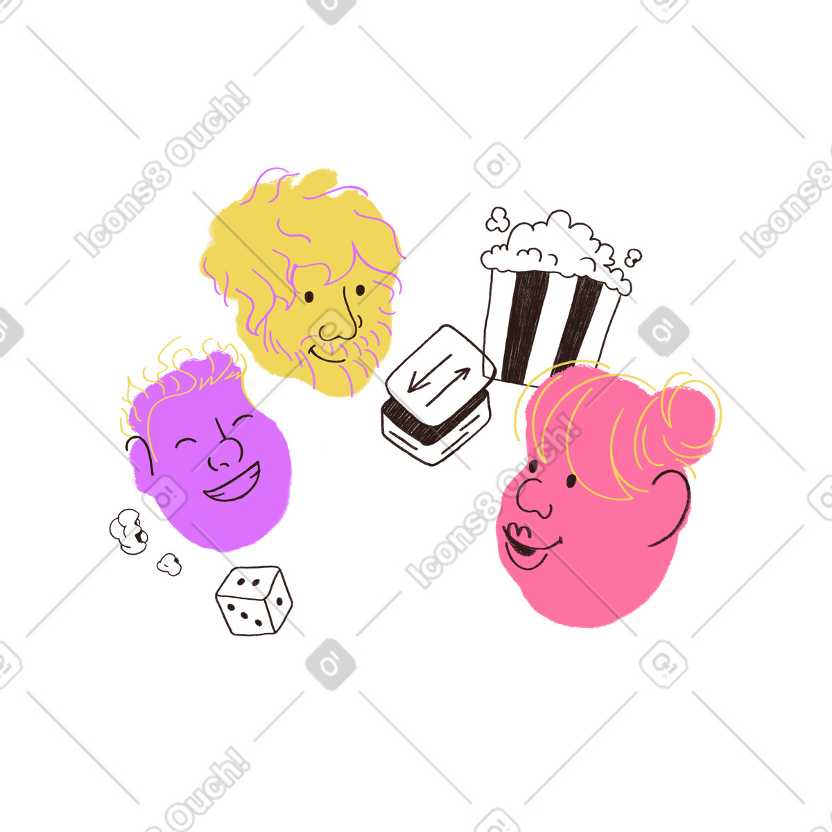 Blobby 스타일의 사람들, 팝콘, 게임, 주사위 일러스트레이션 PNG, SVG 다운로드