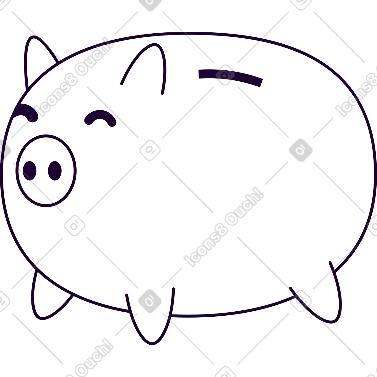 White piggy bank illustration in Martina style download in PNG, SVG