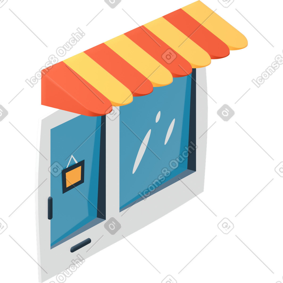 Ingresso del negozio illustrazione in stile 3D Flame scarica in PNG, SVG