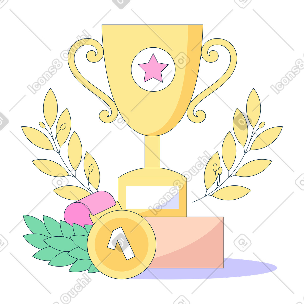 Prize cup illustration in Bubble gum style download in PNG, SVG
