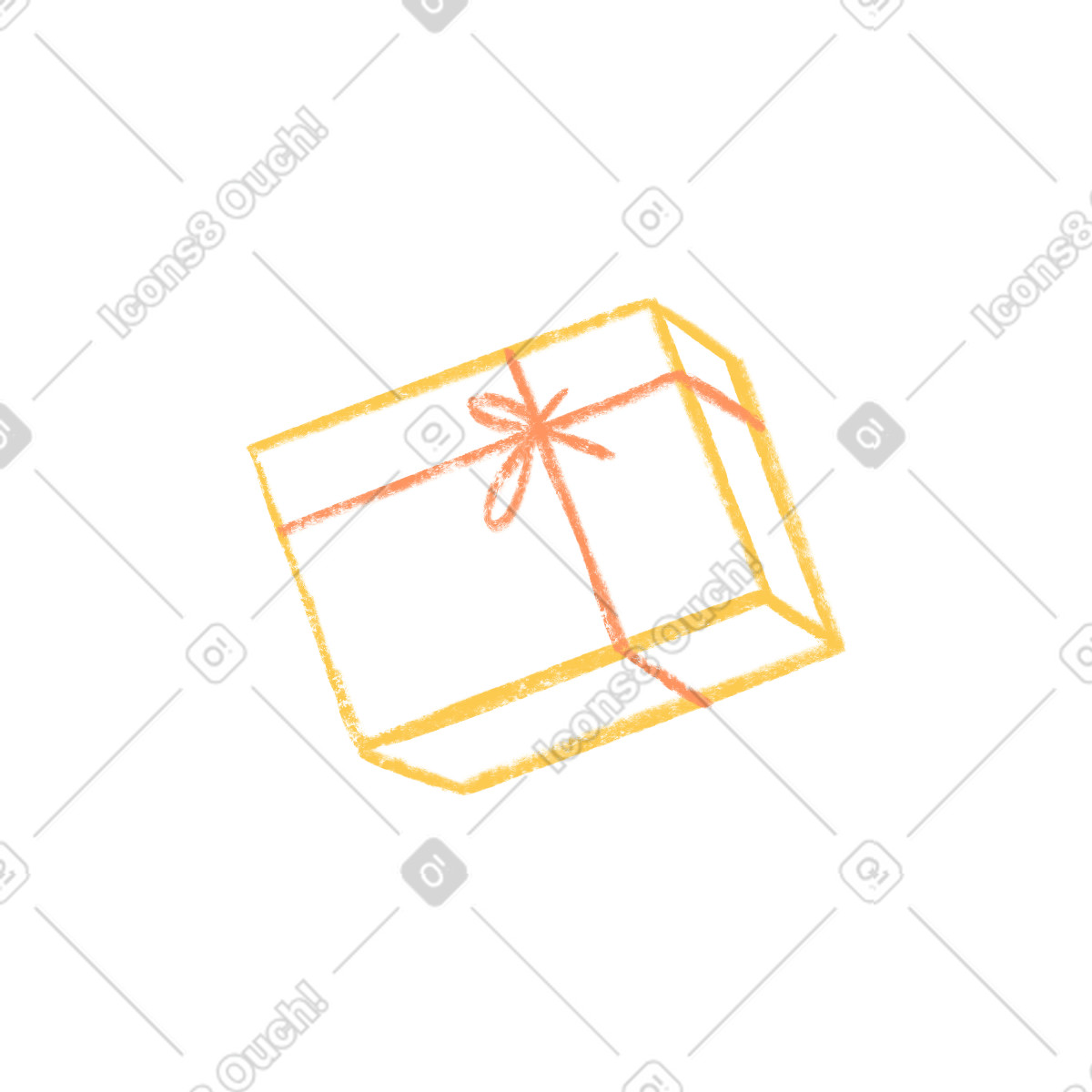 下载 Chalky 风格的 Contoured yellow gift wrap with a bow 插画，支持 PNG、SVG 格式