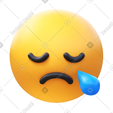 3D 困倦的脸表情符号 PNG, SVG