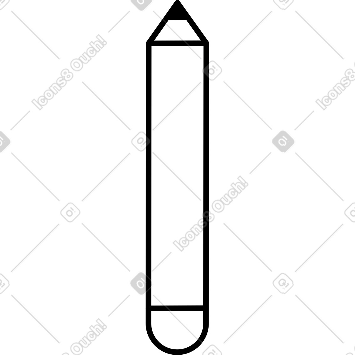 Pen minimal outline with long barrel and rounded cap shape illustration in Notion Line Art style download in PNG, SVG