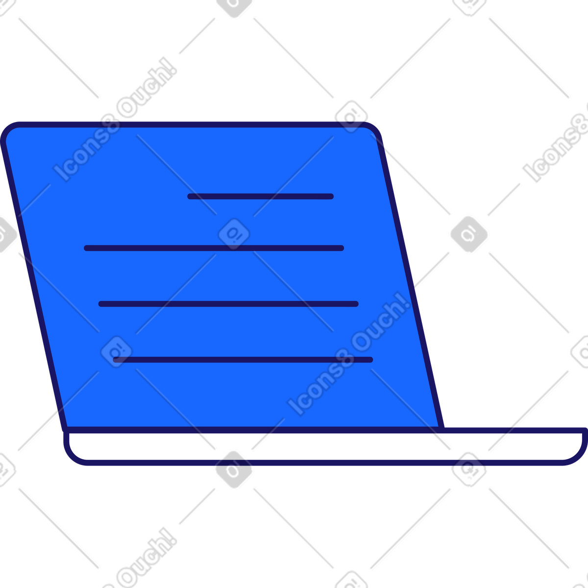 Open laptop with text on the screen illustration in Matey style download in PNG, SVG