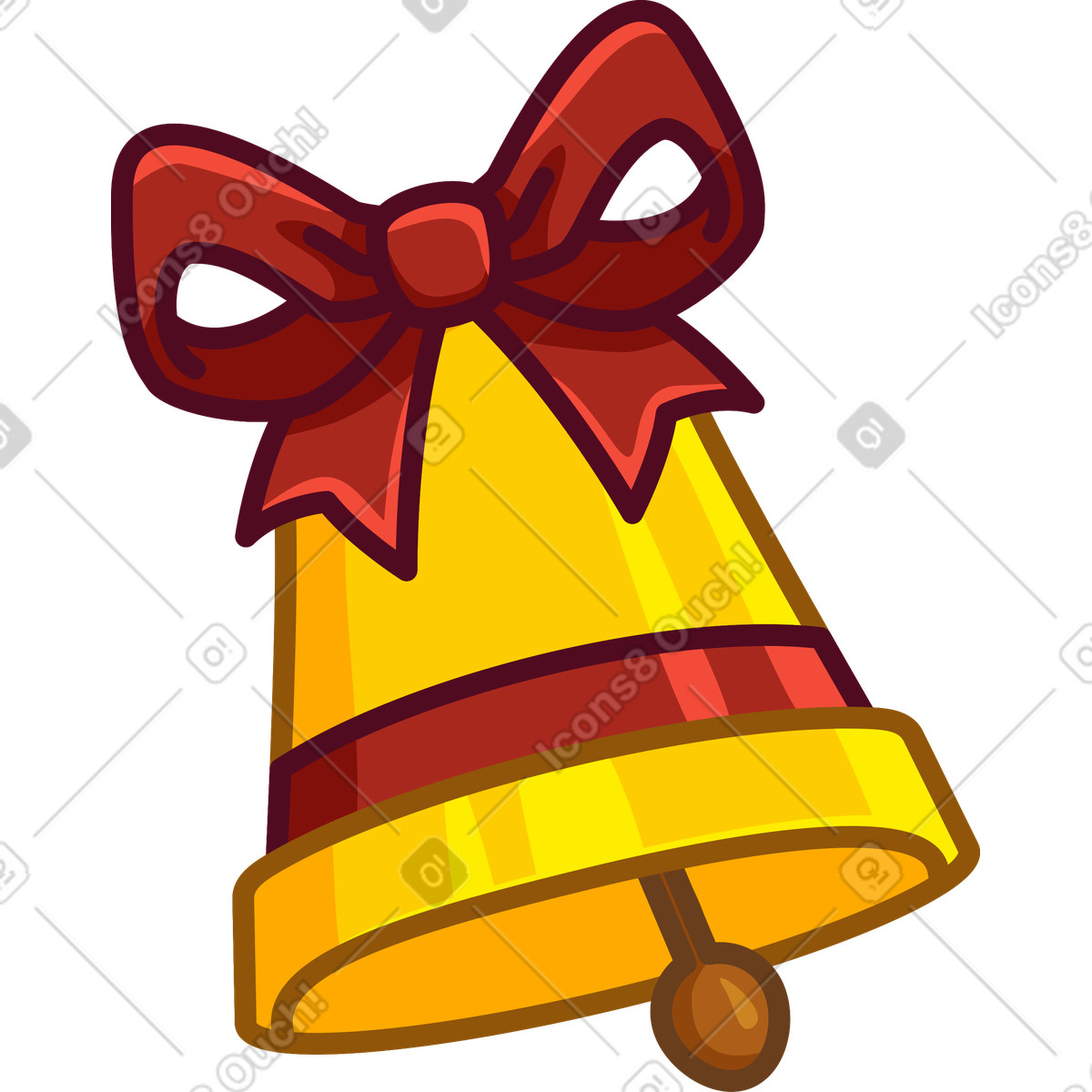 Christmas bell with a red bow illustration in Festicon style download in PNG, SVG