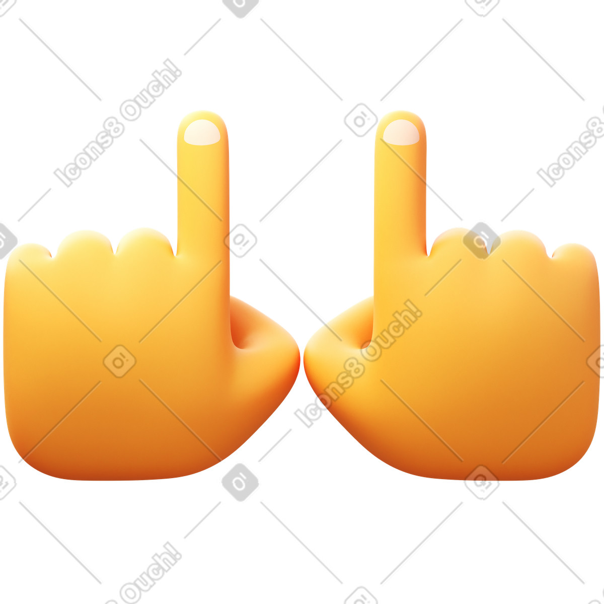 Illustration Deux mains pointées dans le style 3D Fluency à télécharger aux formats PNG, SVG