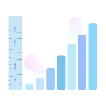 A ruler placed vertically next to a series of bar graphs showing different heights. Each bar represents a different return on investment (ROI) and is labeled with its corresponding value. The ruler has clear markings indicating measurements in centimeters. The bars are arranged in a gradient of colors, with each bar being a different hue, complementing the overall illustration. The background is softly blended in pastel colors, enhancing the visual appeal of the financial data.