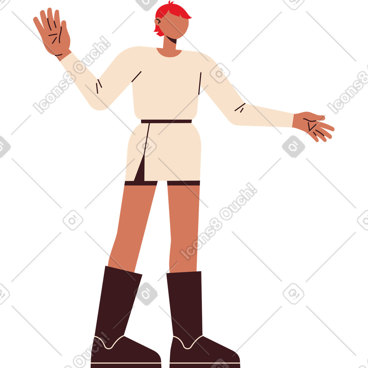 Illustration Femme debout et balançant les bras dans le style Folks à télécharger aux formats PNG, SVG
