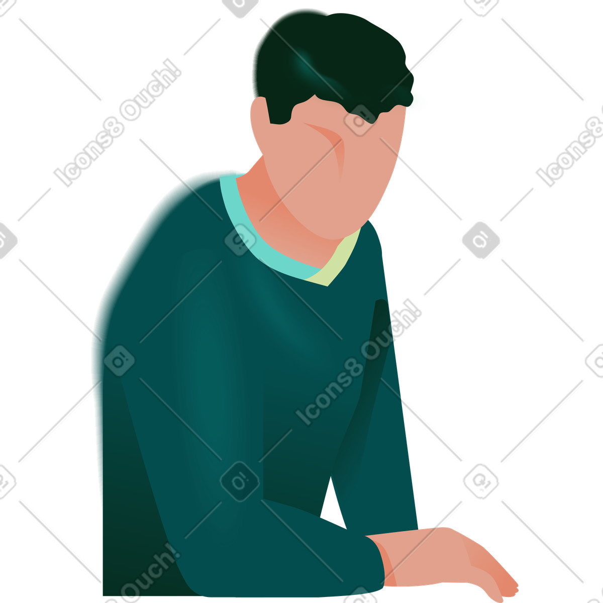 Man leans on his elbow illustration in Office style download in PNG, SVG