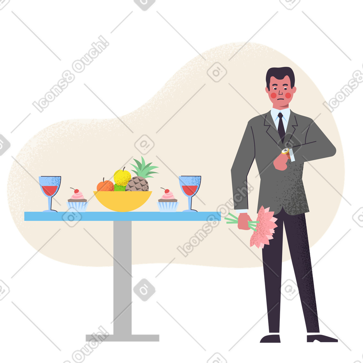 Waiting for a date illustration in Pale style download in PNG, SVG
