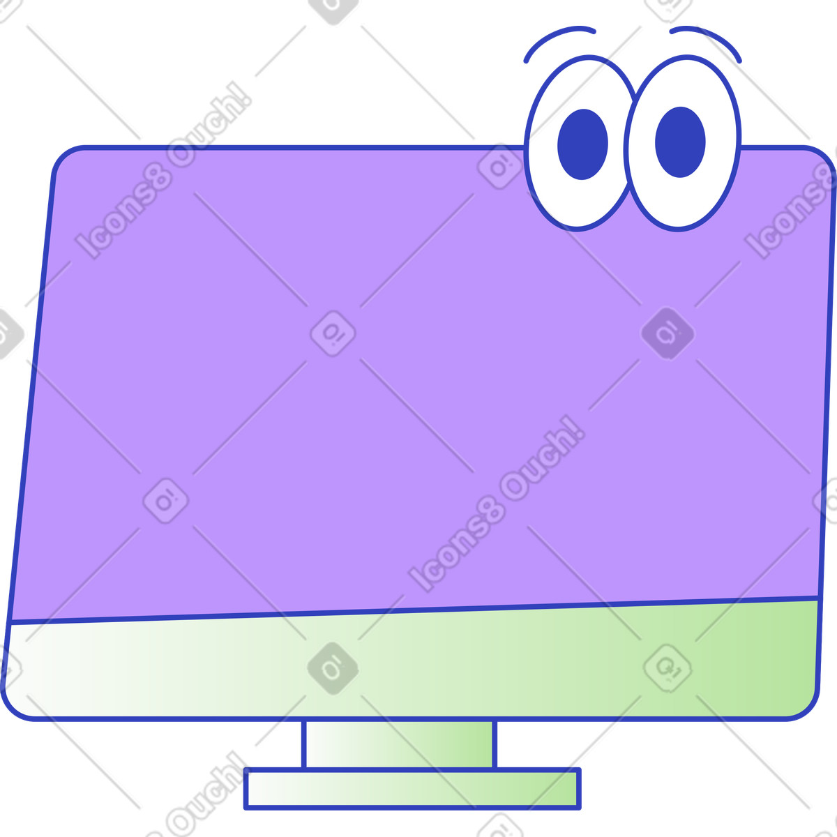 Ilustración Monitor de escritorio morado en estilo Eyeful a descargar en PNG y SVG