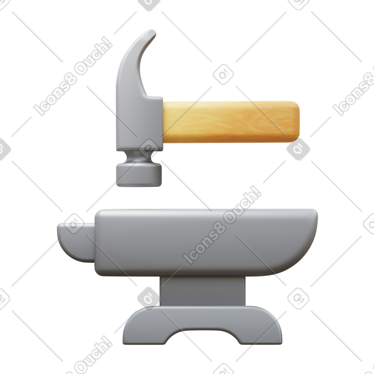 Hammer and anvil illustration in 3D Fluency style download in PNG, SVG