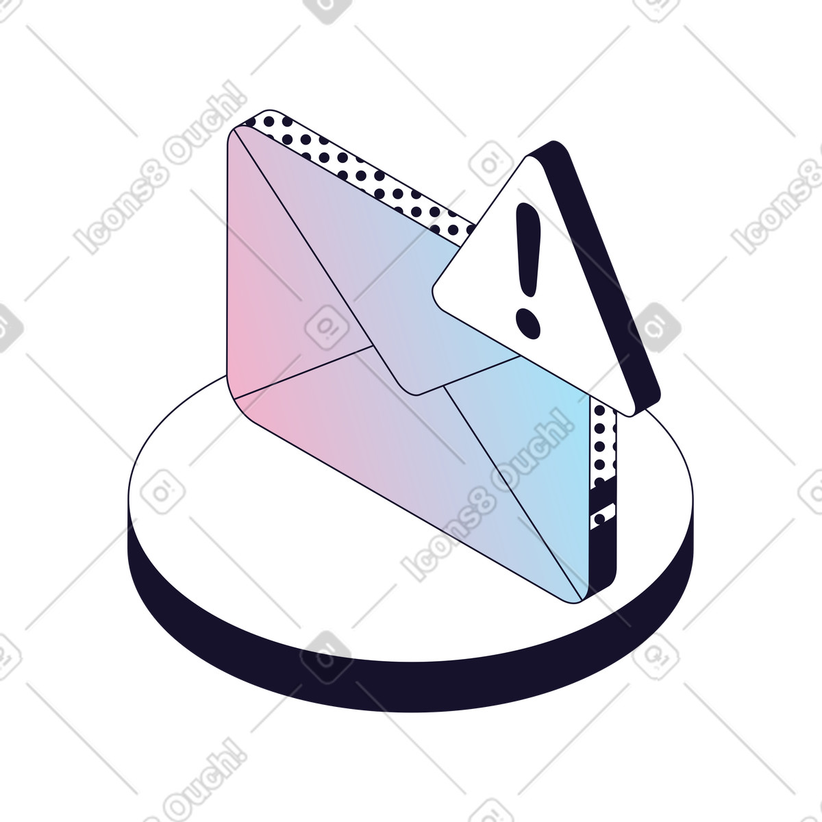 Email Alert, Warning Notification, System Message illustrazione in stile Node scarica in PNG, SVG