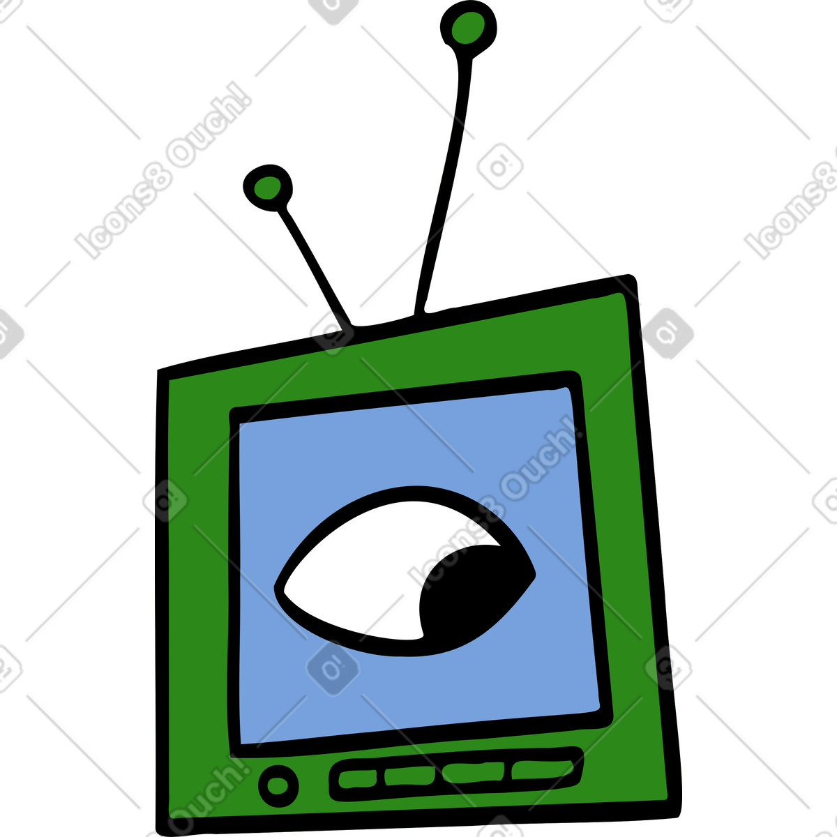 Ilustración Televisión con un ojo en estilo Comic a descargar en PNG y SVG