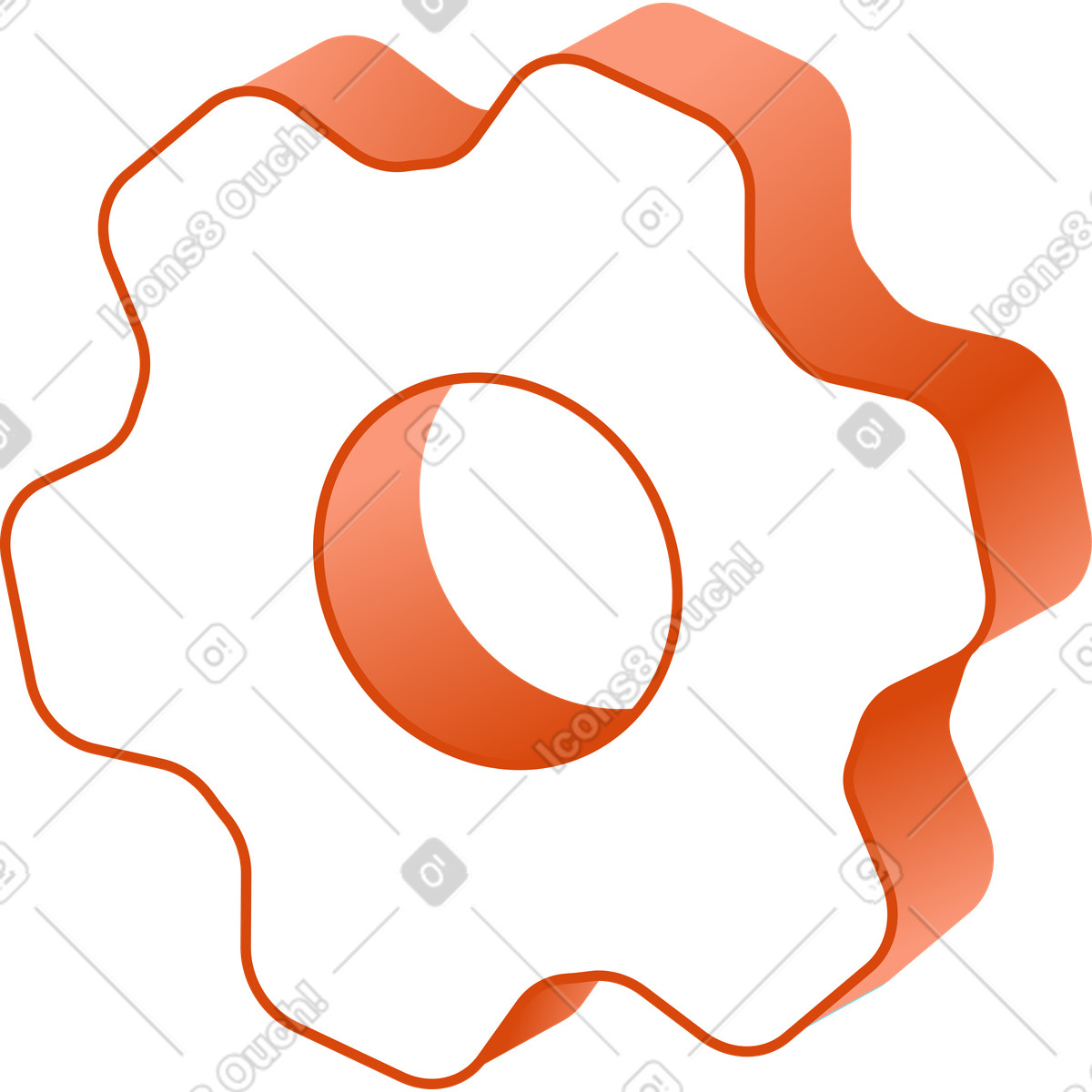 Large gear in 3d volume illustration Orange style download PNG, SVG