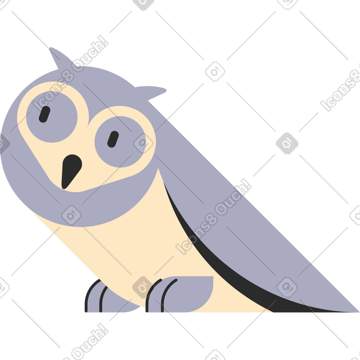 Ilustración Búho en estilo Marginalia a descargar en PNG y SVG