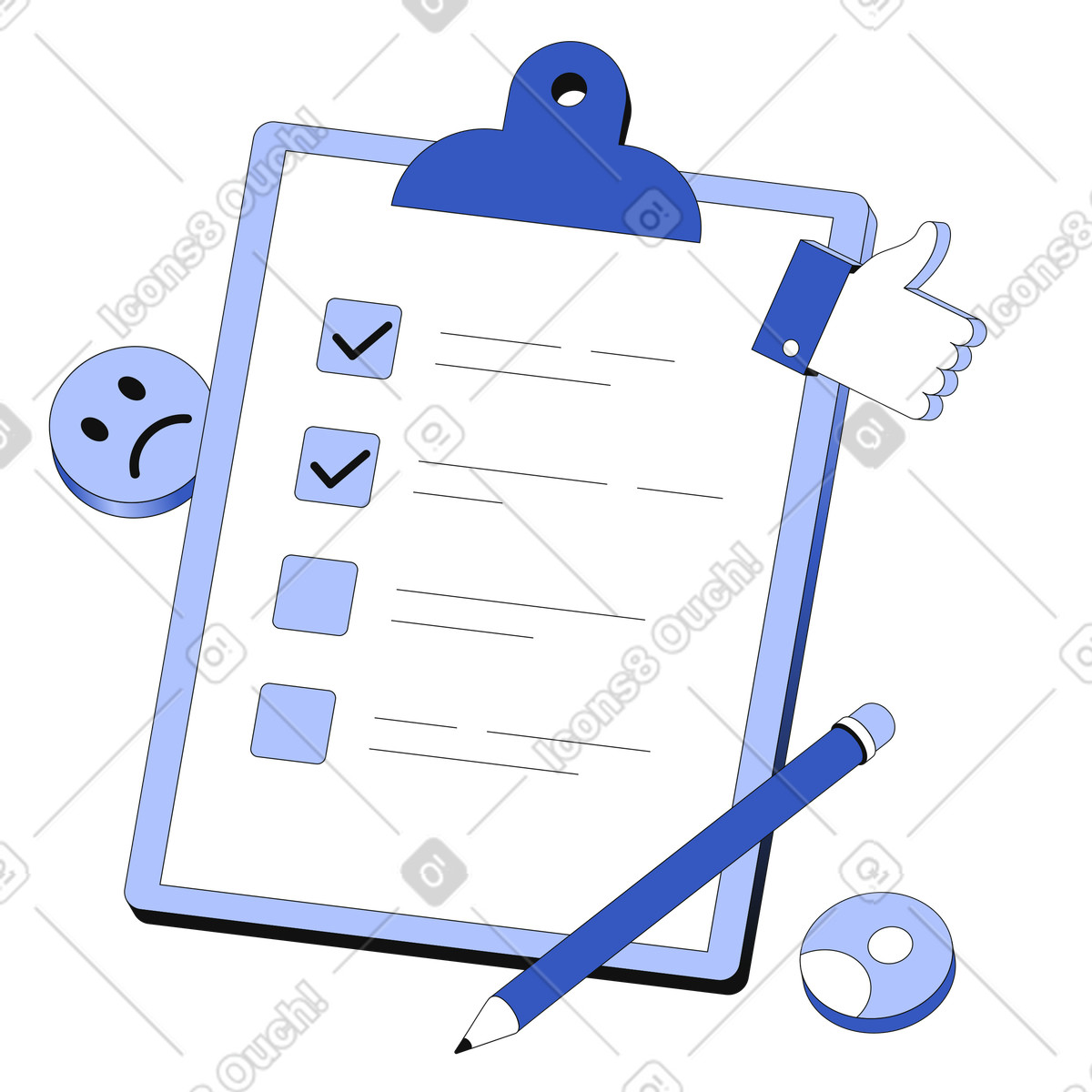 Customer survey form illustration in Techny style download in PNG, SVG