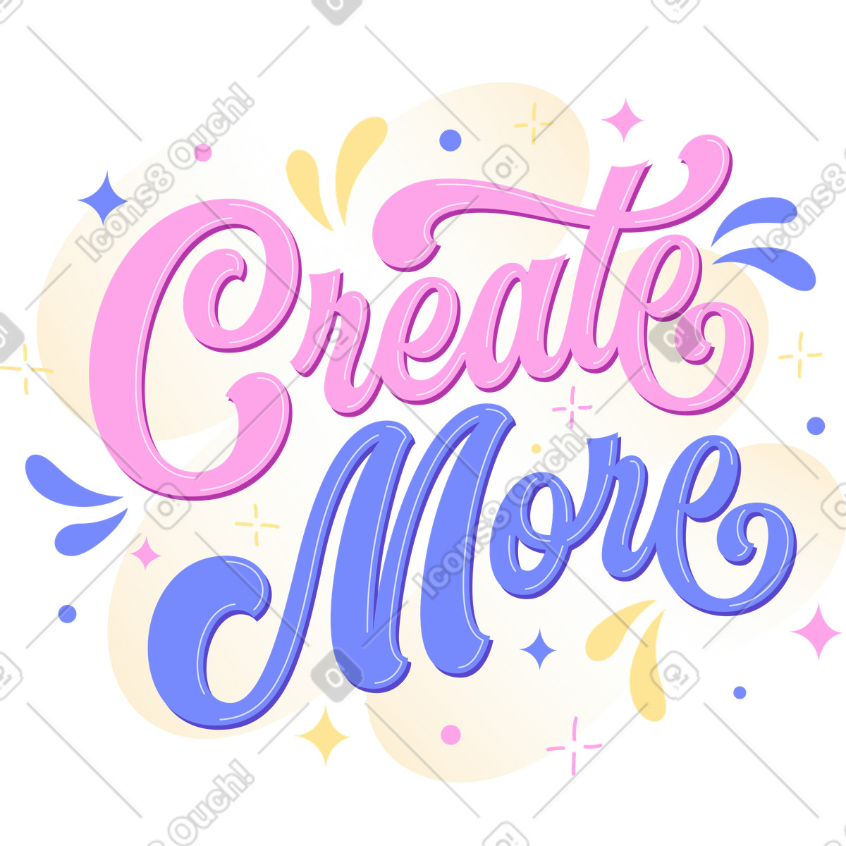 Illustration Lettrage créer plus avec du texte d'éléments décoratifs dans le style Lettering à télécharger aux formats PNG, SVG