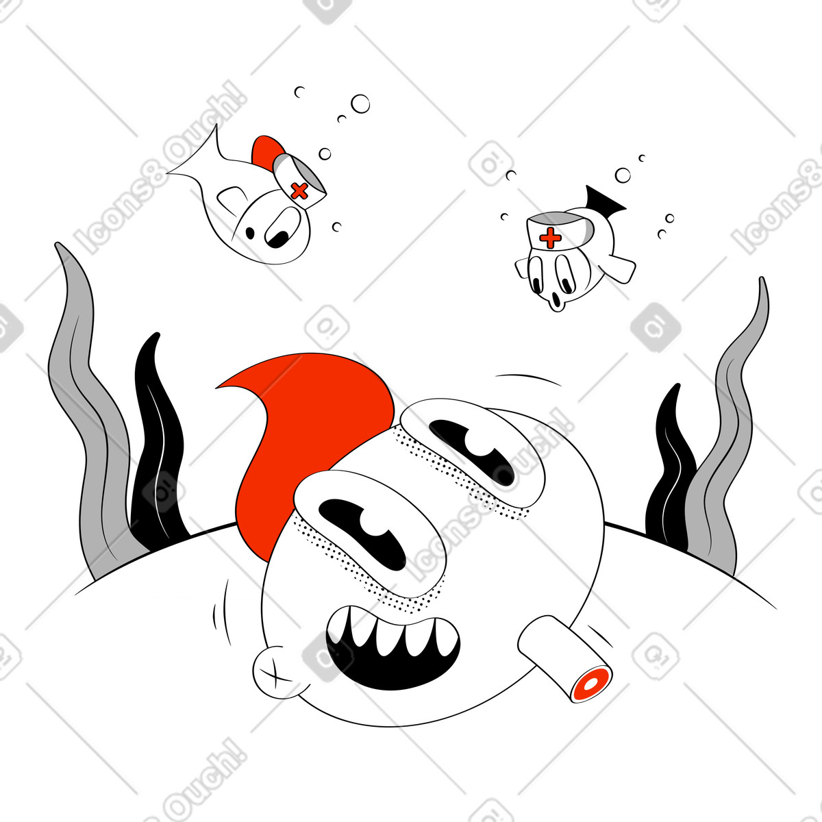 Ilustración Dirígete al fondo del océano en estilo Looney a descargar en PNG y SVG