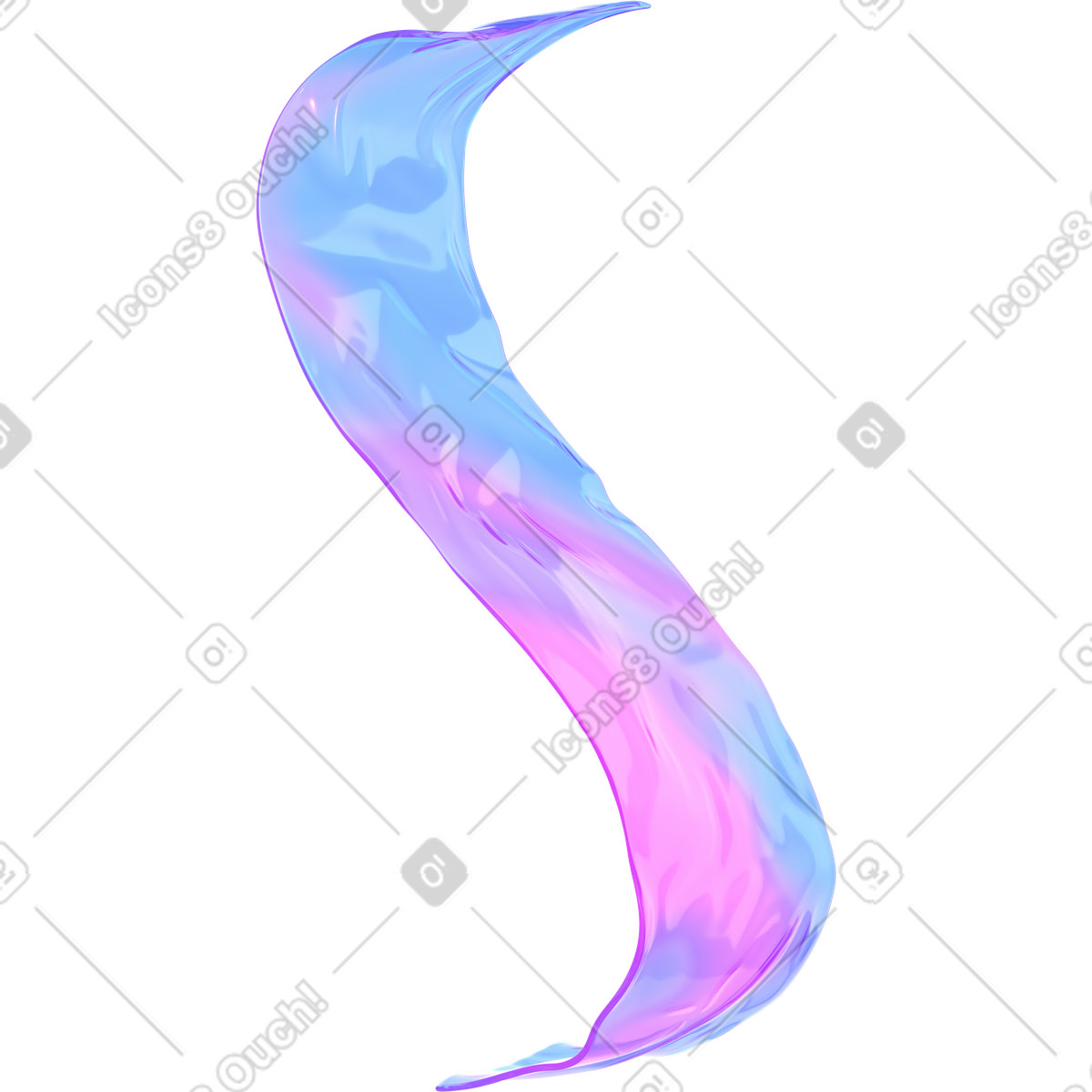 Ilustração animada de Fita deformada em no estilo 3D Glassy para baixar em GIF, Lottie (JSON), AE