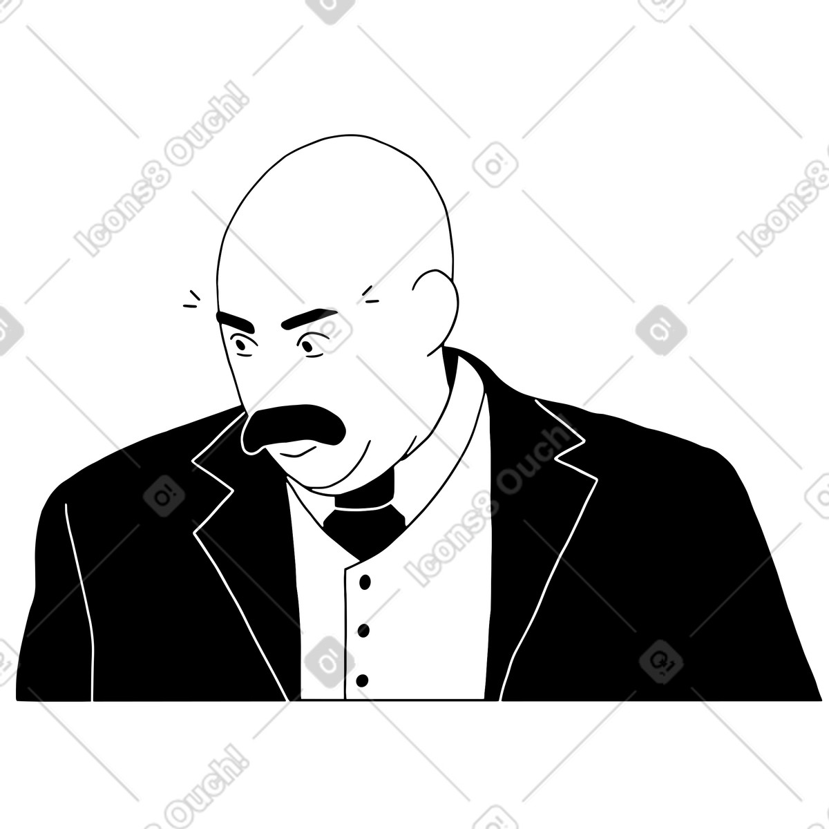 Ilustração de Homem careca parecendo muito surpreso em no estilo Dudes para baixar em PNG, SVG