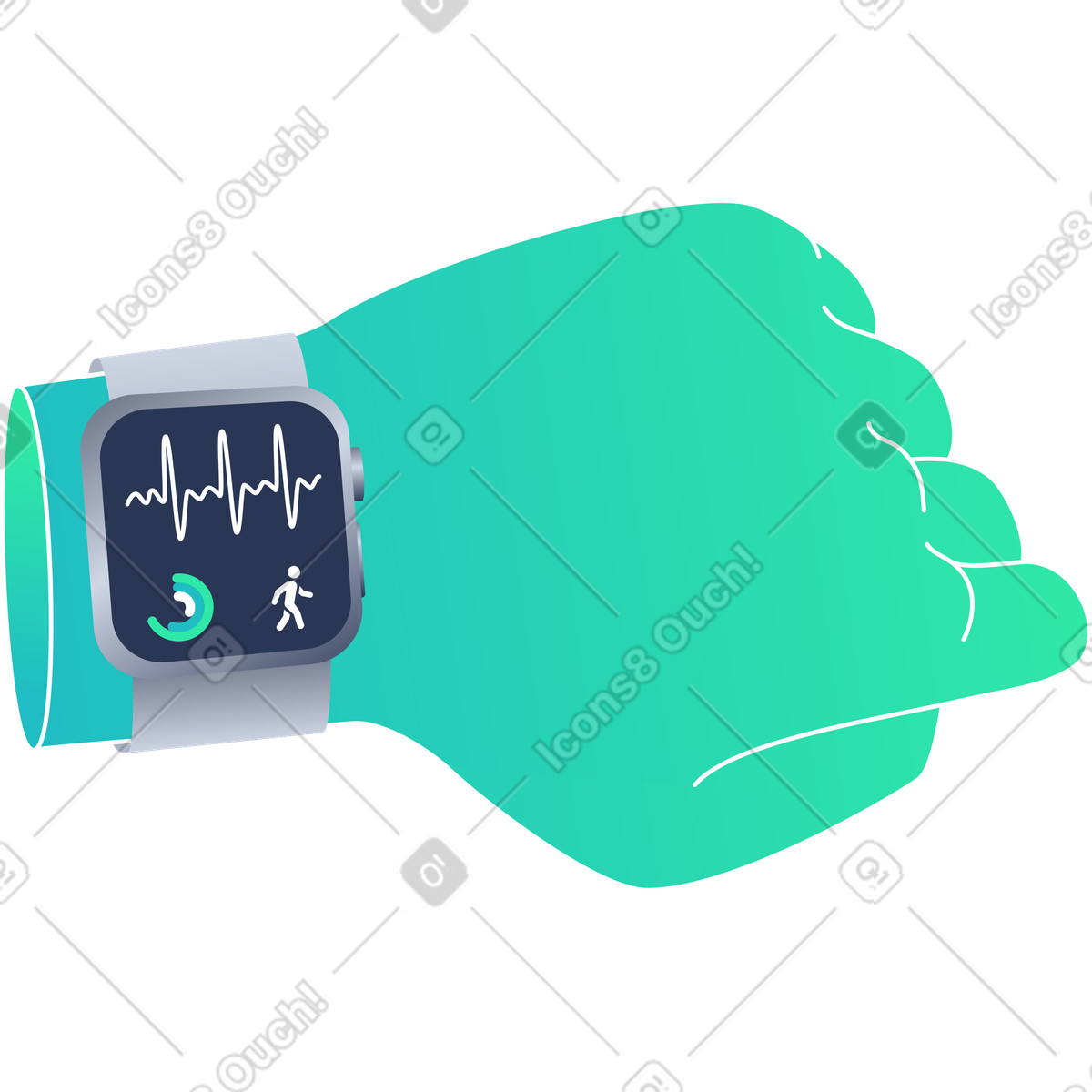 Illustration Main avec montre intelligente dans le style Lucent à télécharger aux formats PNG, SVG