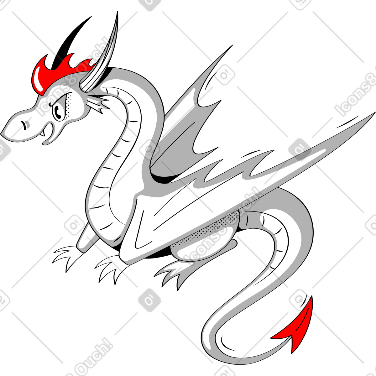 Looney スタイルの ドラゴン のイラストをPNG、SVG形式でダウンロード