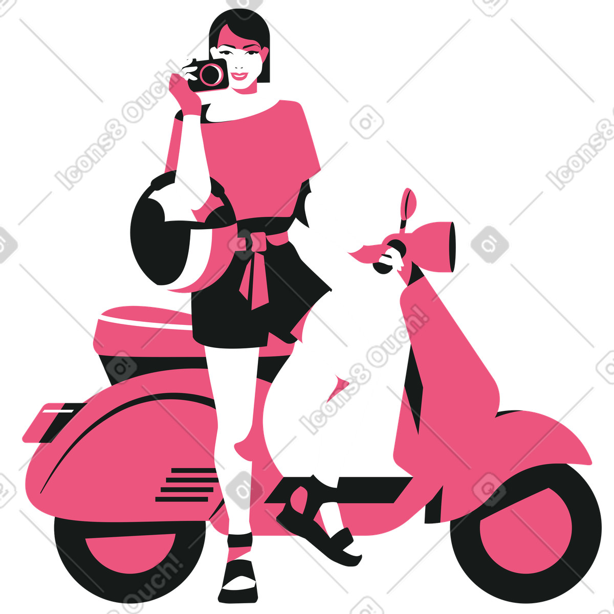 Turista su un motorino illustrazione in stile Lounge scarica in PNG, SVG