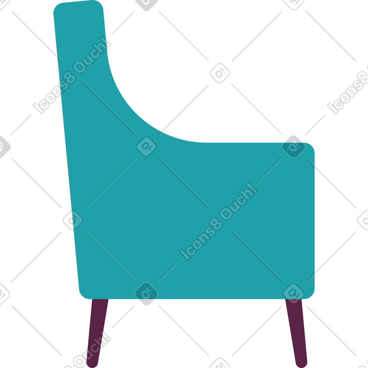 Ilustración Sillón verde en estilo Sammy a descargar en PNG y SVG