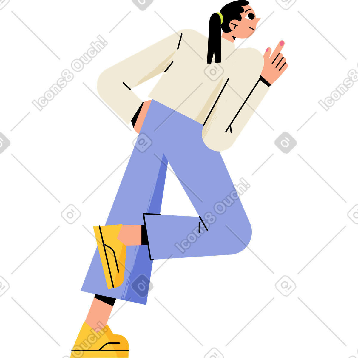 Ilustración Chica de atrás dobló una pierna en estilo Juicy a descargar en PNG y SVG