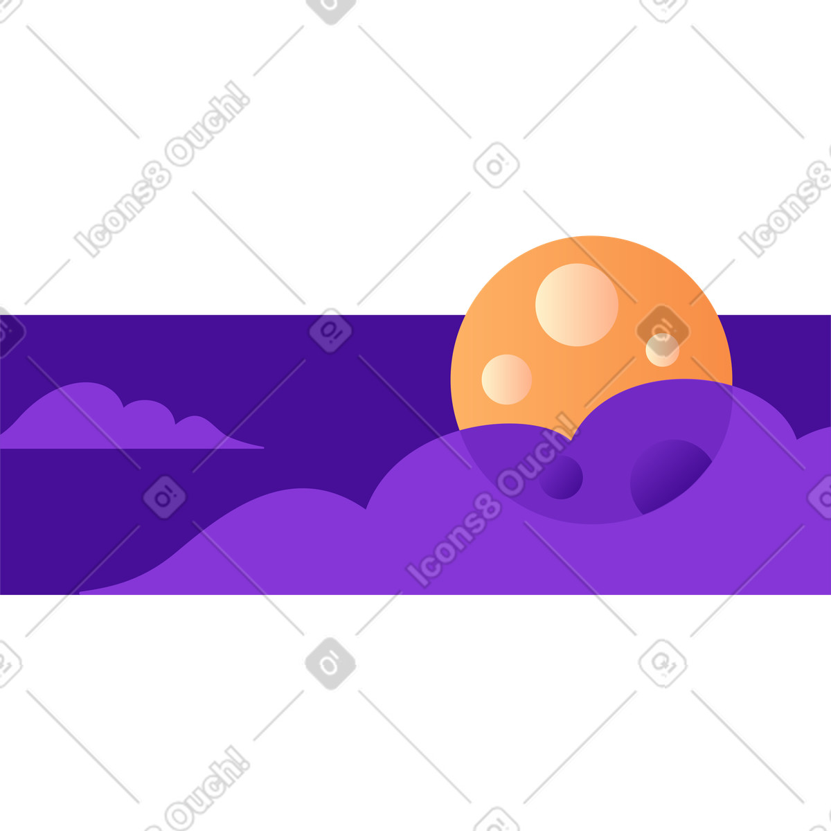 下载 Lettering 风格的 月亮和云 插画，支持 PNG、SVG 格式