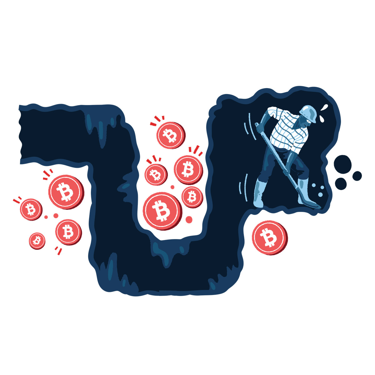 Иллюстрация Unlucky mine worker trying to bitcoin в стиле Cherry — скачать в форматах PNG, SVG