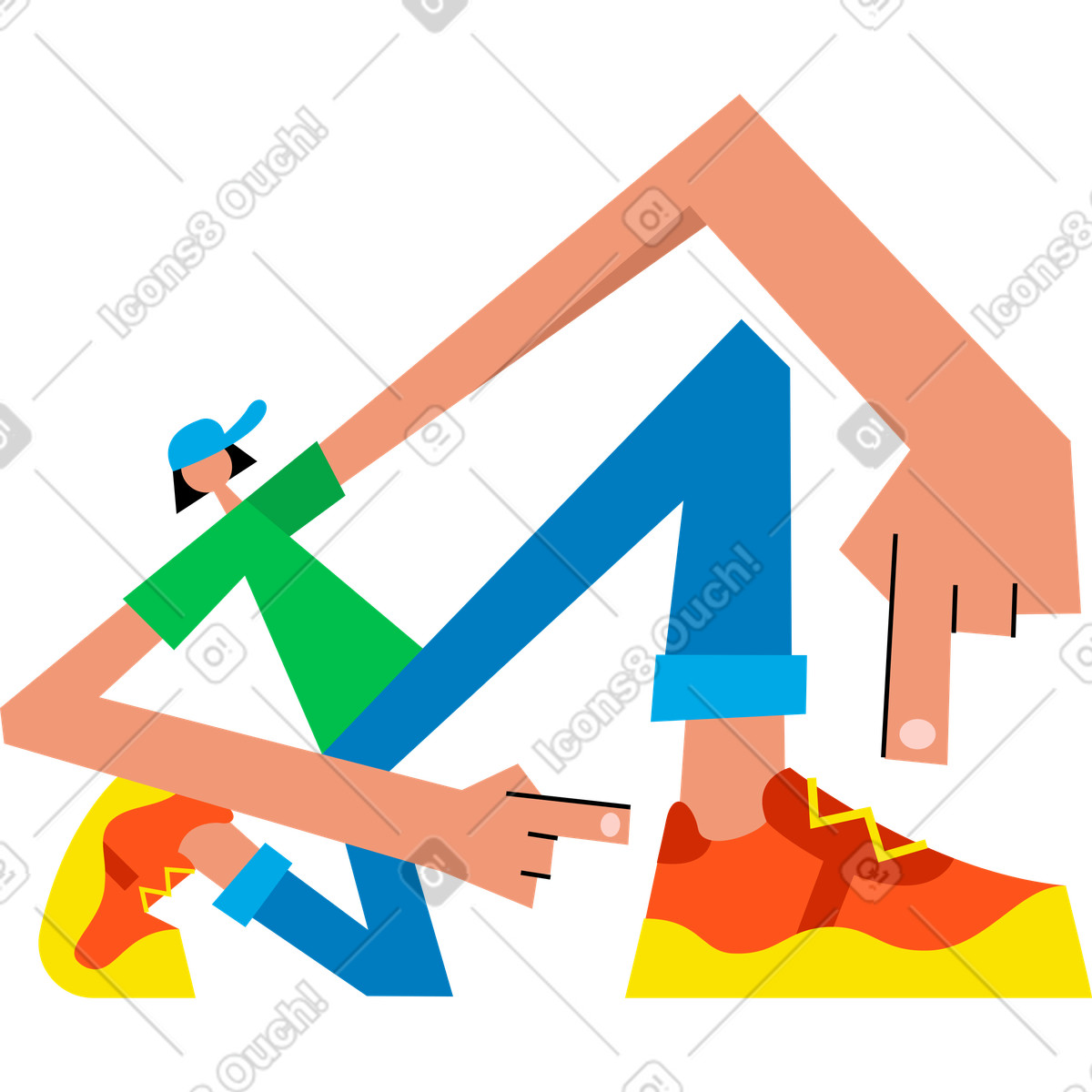 Ilustração de Homem cócoras em no estilo Warp para baixar em PNG, SVG