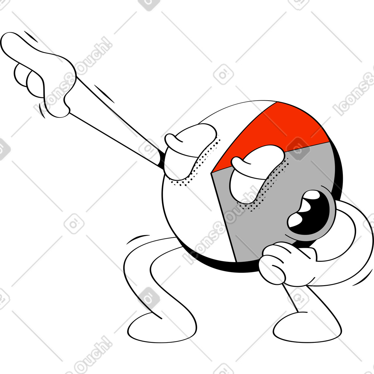 Rundes diagramm, das mit dem finger zeigt-Illustration im Looney-Stil als Download in PNG, SVG