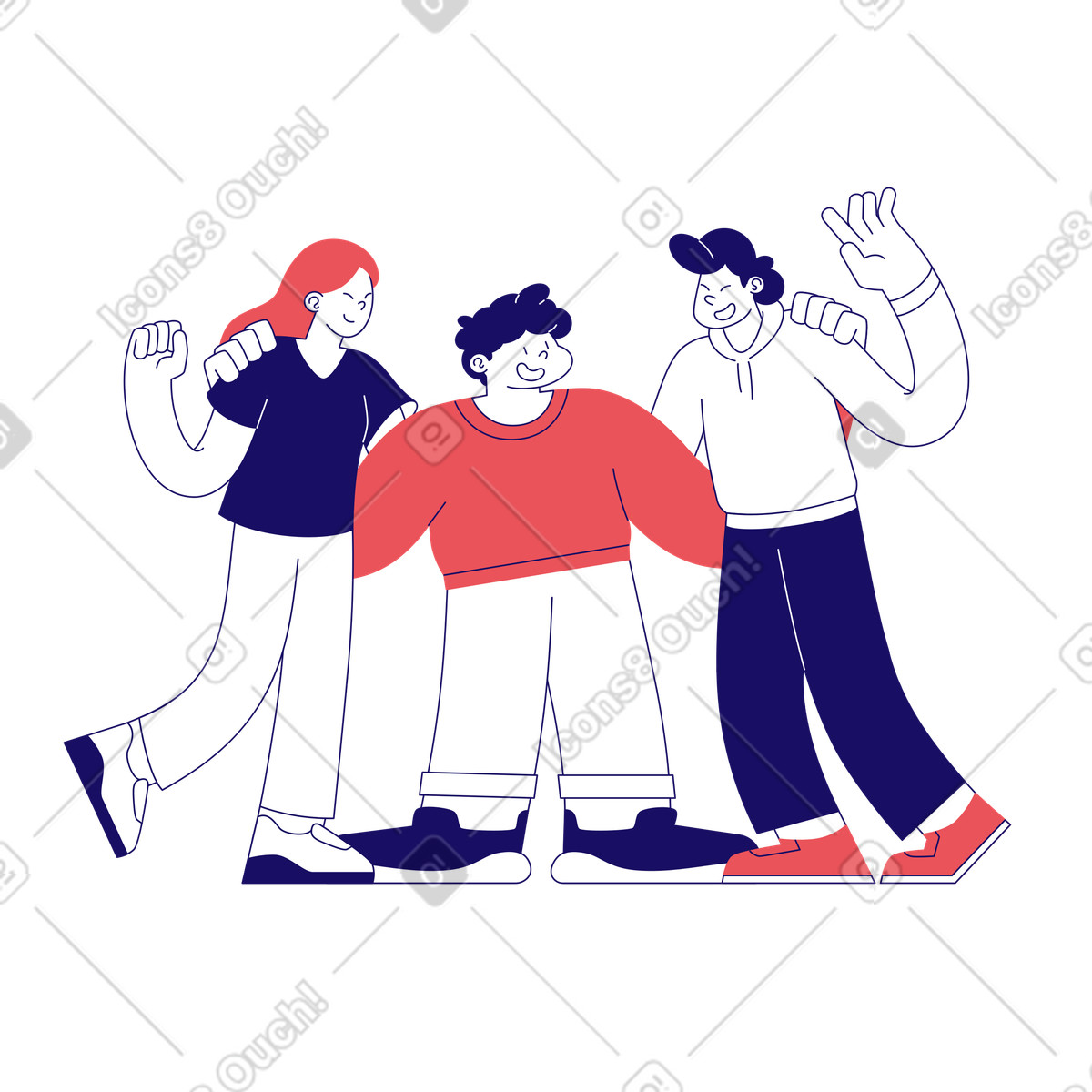 Team of people celebrating success illustration in Bendy style download in PNG, SVG