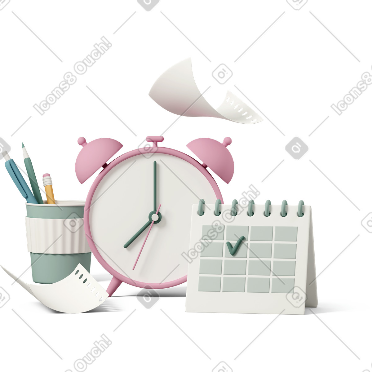 Clock and calendar illustration in PNG, SVG