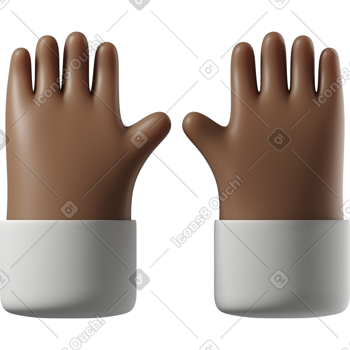 Illustration Lever les mains de la peau brun foncé dans le style 3D Hands Fun&Wild à télécharger aux formats PNG, SVG