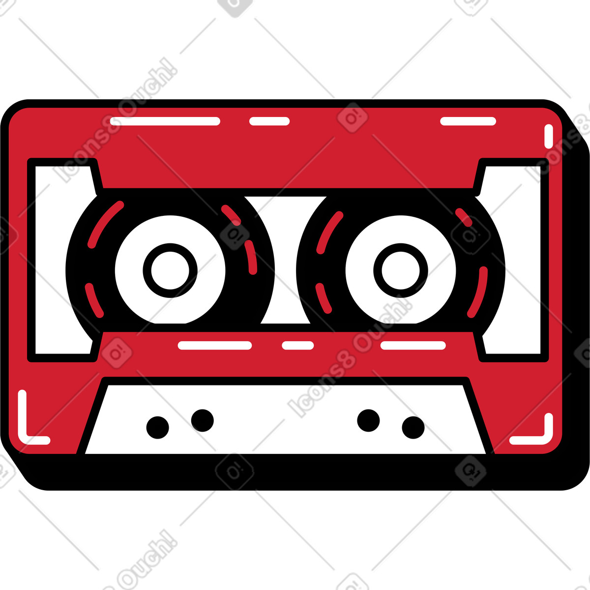 Casette illustration in Ruby style download in PNG, SVG