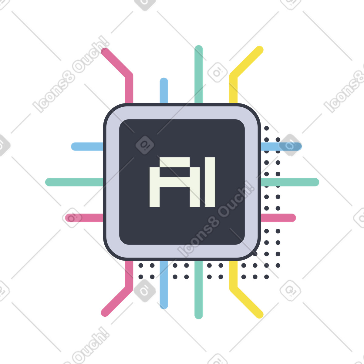 AI Powered Central Processing Unit illustration in Abstract style download in PNG, SVG