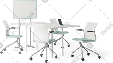 Office chairs board table laptops PNG, SVG